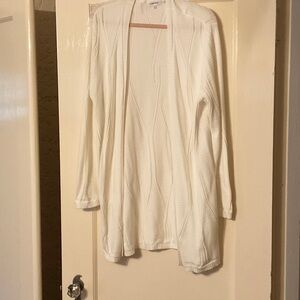 Calvin Klein Cream Open-Front Long Cardigan